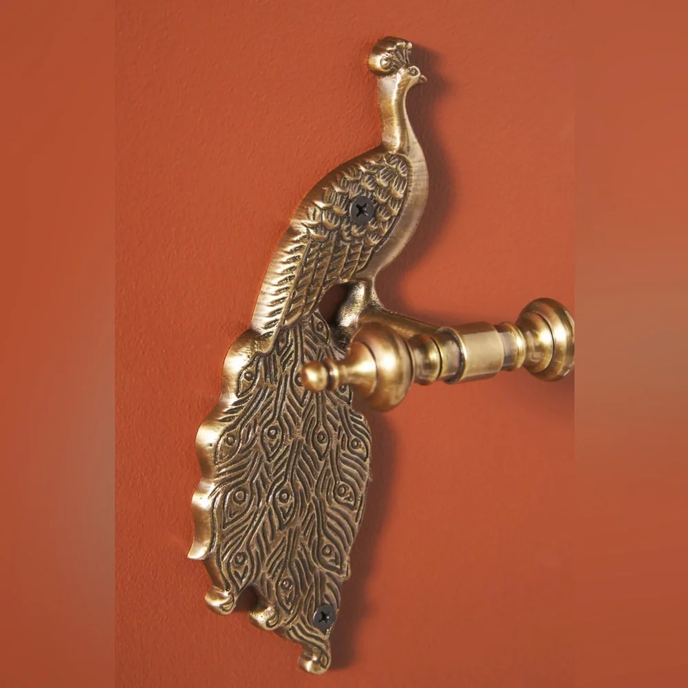 Anthropologie Brass Peacock Wall Hook
